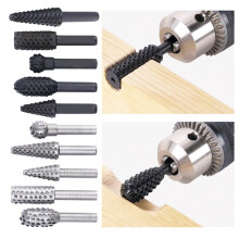 5Pcs 1/4inch Rotating Handle Files Rasp Burrs Wood Work Grinding Carpentry Tool