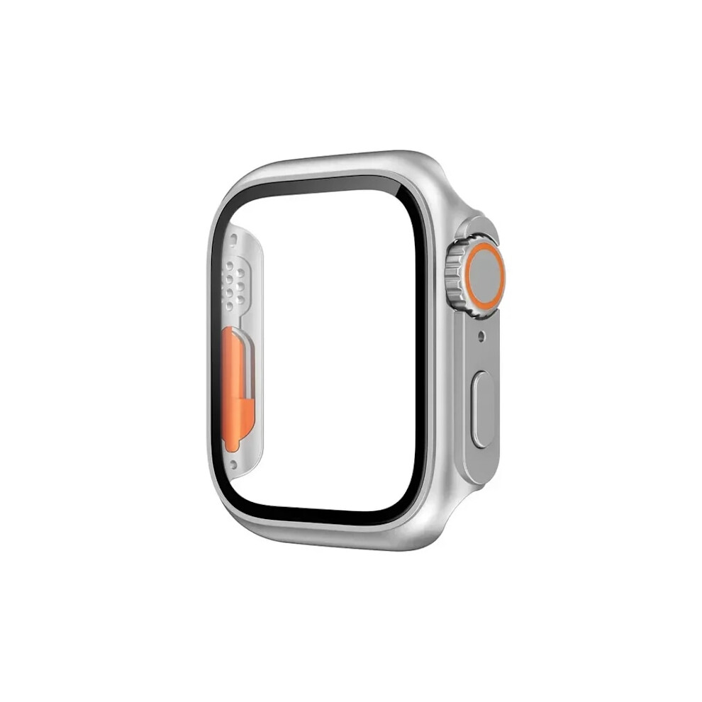 Tempered Glass + Case For Compatible With Apple Watch 10 46Mm, Ultra 2 49Mm, Iwatch 9/8/7/6/5/Se, 45Mm/41Mm/44Mm/40Mm, Silver Orange Orange,Silver 9389440202924