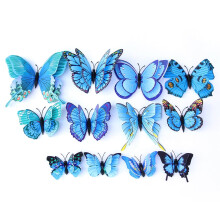 12pcs 3D Butterfly Wall Sticker Multicolor, Double Layer Wings, Magnetic PVC Butterflies for Fridge, Kids Bedroom, Party Decor, compatible with