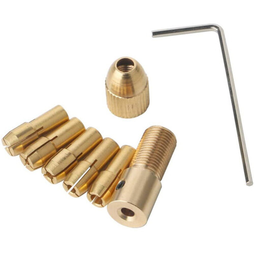 9 Pieces 0.5-3mm Drill Chuck Collets Set with 3.17mm Chuck Clamp for Drill Folder Copper Cap Axis Drill Collet Tool Kit 1