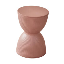 Round Pink Ottoman Foot Stool, Nordic Hourglass Shoe Changing Seat for Entryway and Nursery
