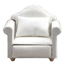 Country style armchair mini sofa dollhouse miniature sofa and set wooden simulation furniture girls' favorite gift-FD11- Pure white