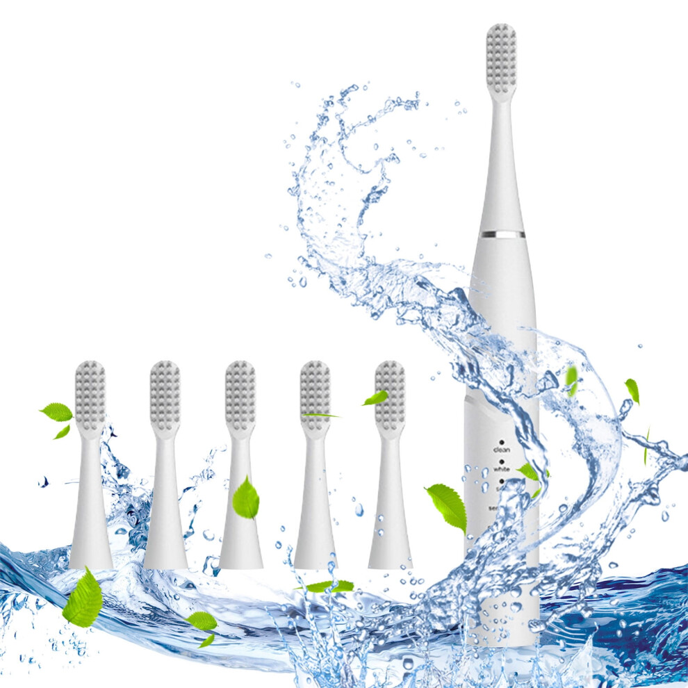 Aufmer Electric Toothbrush Double Pack, Sonic Toothbrushes with 6 Modes, 6 Brush Heads, Rechargeable Toothbrush for Adults