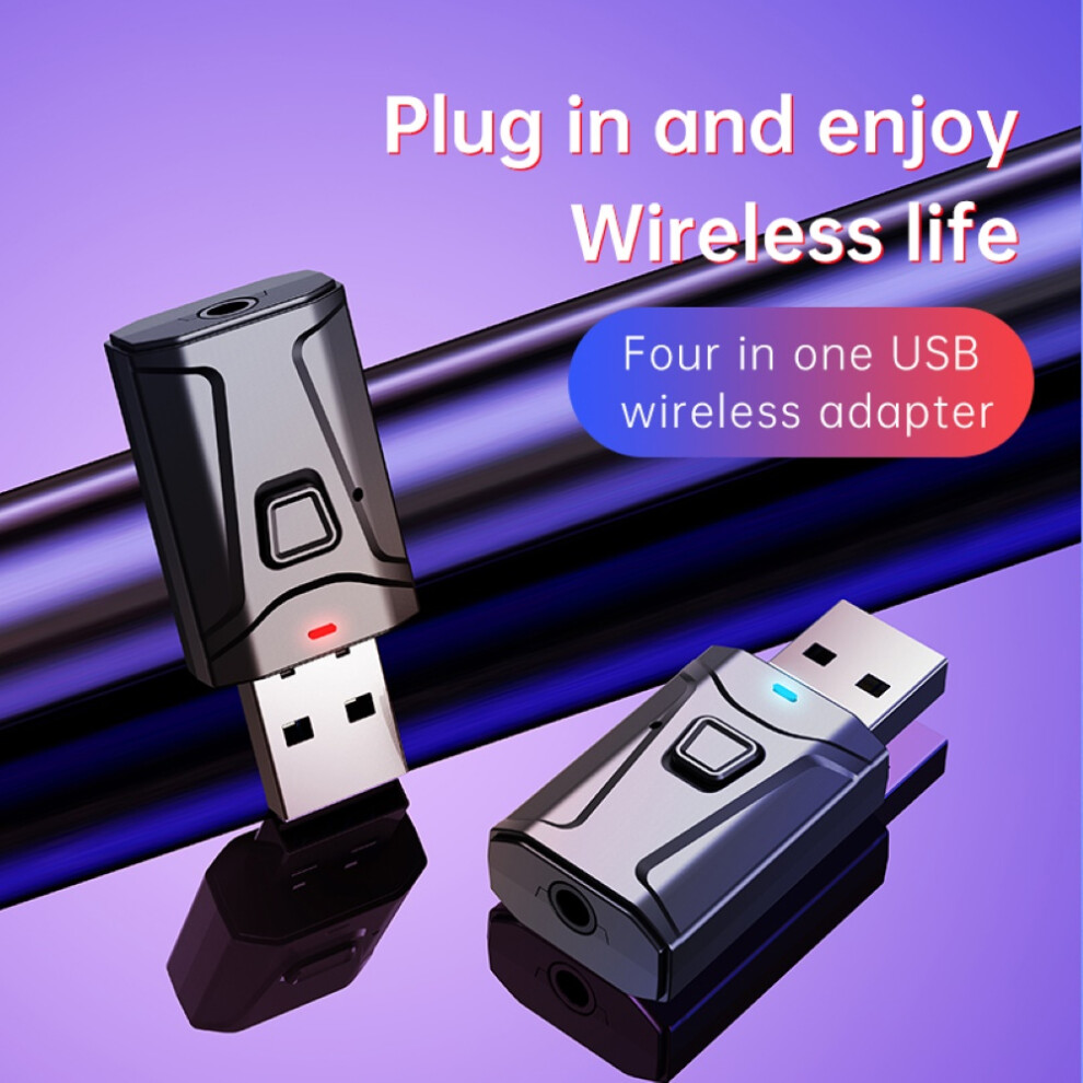 Susuchens Usb Bluetooth-Compatible 5.0 3.5Mm Aux Stereo Audio Transmitter Receiver Adapter For Pc Tv Black 9389440350229