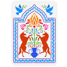 1pc Unicorn Stencil 11.7x8.3in, Plastic Folk Art Template for Wood, Wall, Fabric Painting – Reusable DIY Design with Flowers & Doves