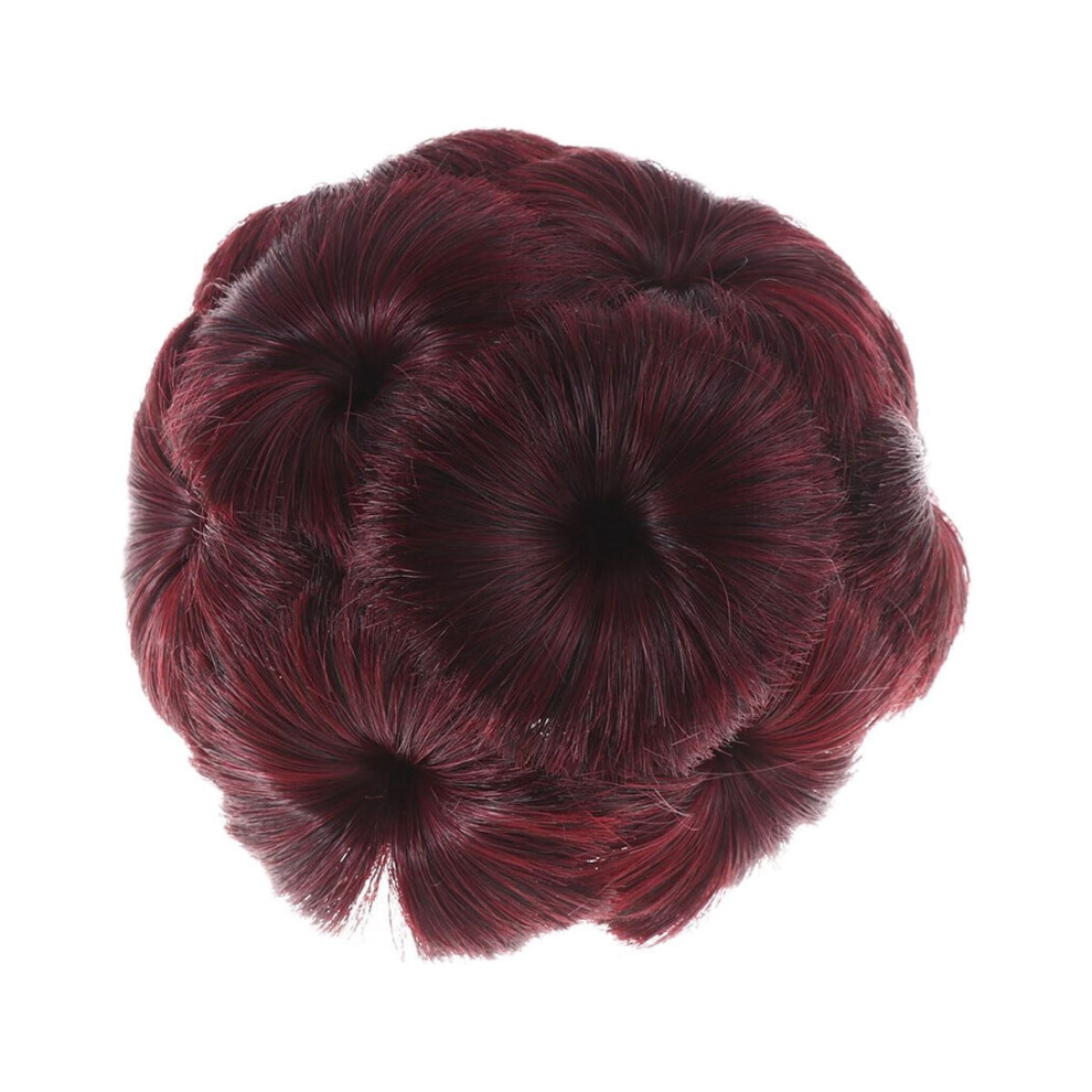 Guangmc Wine Synthetic Hair Chignon Ponytail Clip Wig