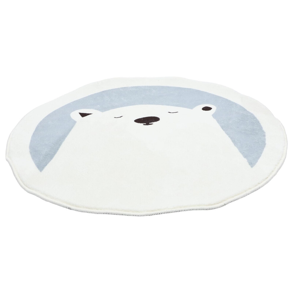 Nursery Play Rug with Cute Animal Pattern, NonSkid Round Area Rug for Kids Bedroom