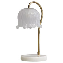 Retro Candle Wax Warmer Lamp with Adjustable Heat Glass Shade Flameless Aromatherapy for Home Decor White