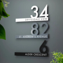 Acrylic House Number Sign with Custom LaserCut Numbers, Waterproof Address Plaque 40x18cm