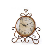 Retro Desk Clock Silent Movement Vintage Metal Table Clock with Glass Face for Bedroom 11.02 Inches