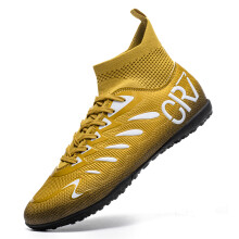 (Yellow, 42) Mens Womens High Top FG TF Football Boots Professional Training Soccer Cleats 4-Color Options Athletic Shoes