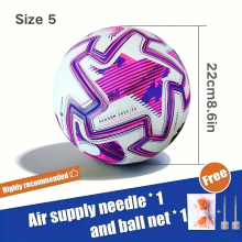 Premium Faux Leather Soccer Ball - Seamless, High Elasticity & Durable for Adult Training & Competition, Size 5, Vibrant Pink &