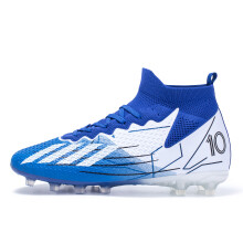 (WHITE, 38) High Top TF/FG Soccer Cleats Unisex Ankle High Comfortable Durable Multi-Color Athletic Football Boots