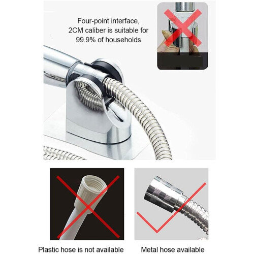 Adjustable Shower Head Holder with Strong Adhesive, NoDrill 45 Wall Mounted Bracket 2