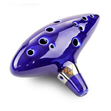 12 Hole Alto C Ceramic Ocarina Flute Blue Instrument with Easy Play Design for Beginners
