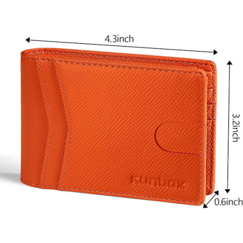 Ανδρικό Πορτοφόλι Λεπτό RFID Leather2ID με Παράθυρο και Κουτί Δώρου σε Πορτοκαλί Φοίνικα 2