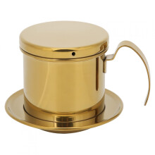 Filtro de café vietnamita, filtro de café compacto de acero inoxidable para preparar café a mano (oro brillante)