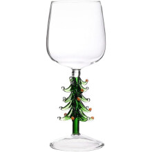 Taças de vinho com haste em formato de árvore de Natal, 360ml, ideais para as festas de fim de ano. Perfeitas para o Natal e o Ano Novo.