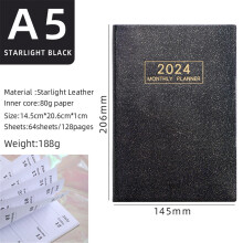 JingChun A5Day to Page2024Diary - Agenda settimanale, diario e planner per l'anno solare, ideale per lavoro, ufficio e per uso personale.