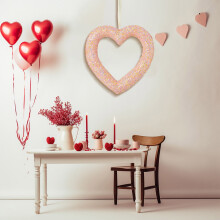 Valentinsdagens kjærlighetskrans, dørhengt bryllupsfrieri, dekorasjonsoppsett for Valentinsdagens hjertekrans