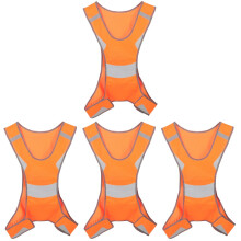 Cycling Reflective Vest Traffic Construction Polyester Cloth Hiking Safety Man Set of 4