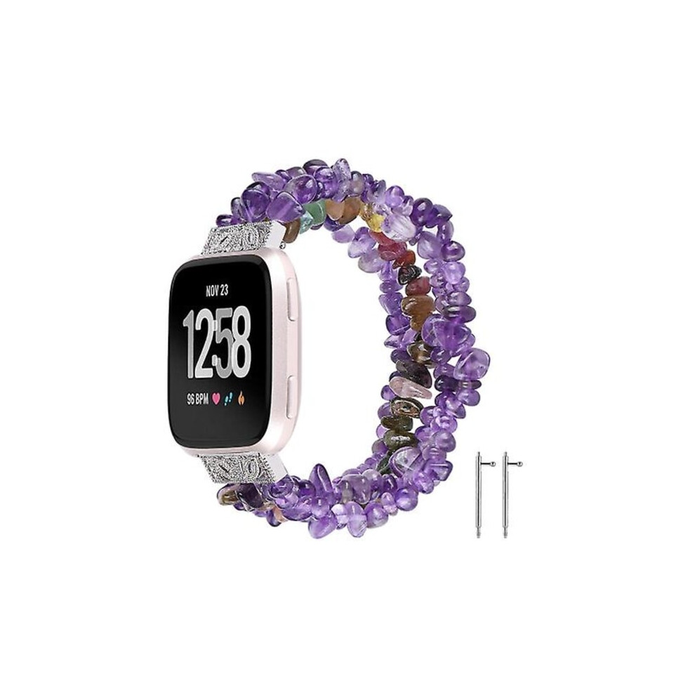 For Compatible With Fitbit Versa Rough Stone Bracelet Watch Band Amethyst 9389440300699