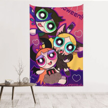 Powerpuff Girls Wall Tapestry, Waterproof Polyester, for Bedroom, Living Room, Dorm, Bathroom Decor, Birthday Gift, One Size
