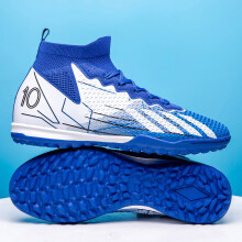 (Blue, 44) High-Top Soccer Shoes Unisex - TF/FG, Multi-Color Selection, Comfortable Durable Non-Knee Length