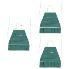 Gardening Multi-Bag Apron 3 Pieces Kids Work Tool Polypocket Green Aprons Artist Canvas Toddler