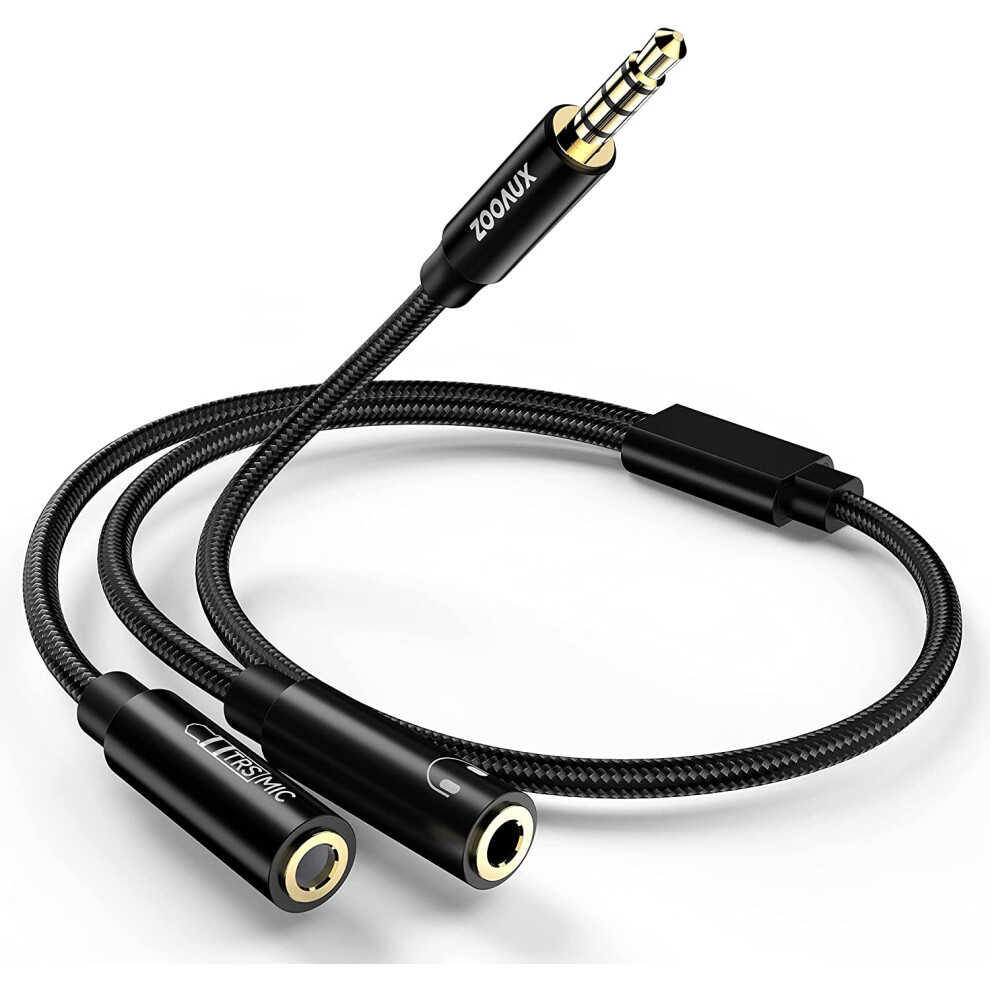3.5Mm Combo Audio Adapter Cable With Separate Mic And Audio Headphone Connector For Ps4,Ps5,Xbox One S,Compatible With Nintendo 9389440207868