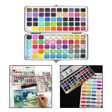 Portable Gouache Watercolor Painting Set with Metal Box for Kids, Beginners 100 Color Tin