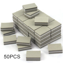 50pcs Mini Nail Buffer, Nail Buffer Block for Natural, Gel and Acrylic Nails, Double-Sided Polishing Block for Home and Salon Use Gray