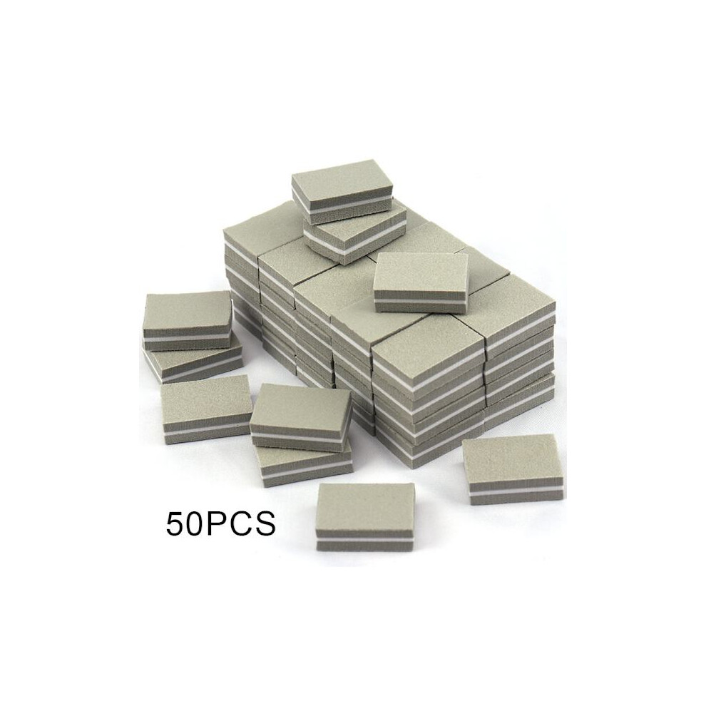 50pcs Mini Nail Buffer, Nail Buffer Block for Natural, Gel and Acrylic Nails, Double-Sided Polishing Block for Home and Salon Use Gray