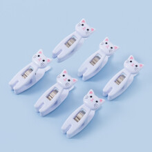 6 pcs Cat Treat Clips Anti-Slip Strips Handle Metal Spring Firm Grip Food Bag Sna white 1