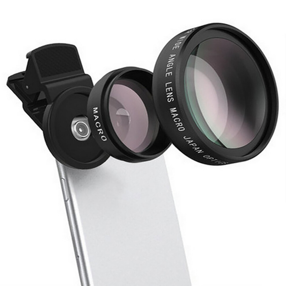 Susuchens 2 In 1 Universal 37Mm 0.45X 49Uv Wide Angle Macro Cell Phone Camera Lens Kit Silver 9389440446809