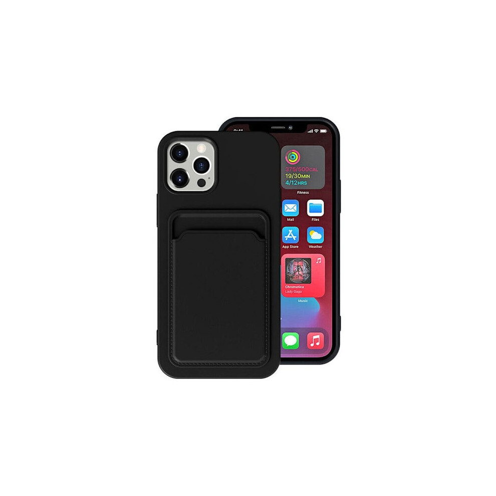 Compatible With Iphone 15 Ultra Silicone Mobile Case With Card Holder - Black 9389440447998