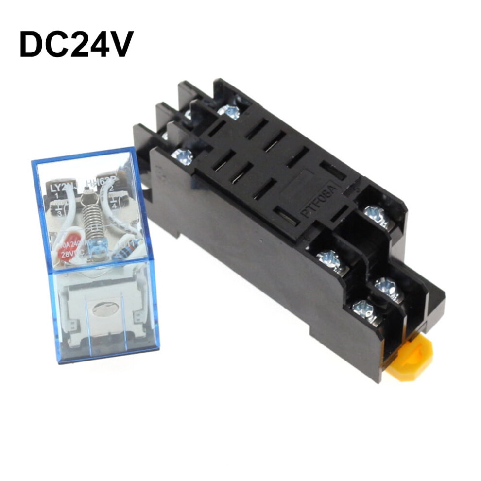 Jixopn Ly2nj Jqx-13F High Power Relay Coil 2No 2Nc 8Pin Relay With Socket Base (Dc24v) 9389440448223