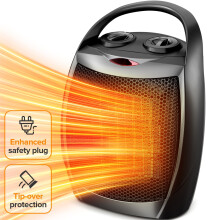 Compact 950W/1500W Space Heater with Thermostat-Ceramic Portable Heater Fan, Perfect for Home/Dormitory/Office/Kitchen, Silver