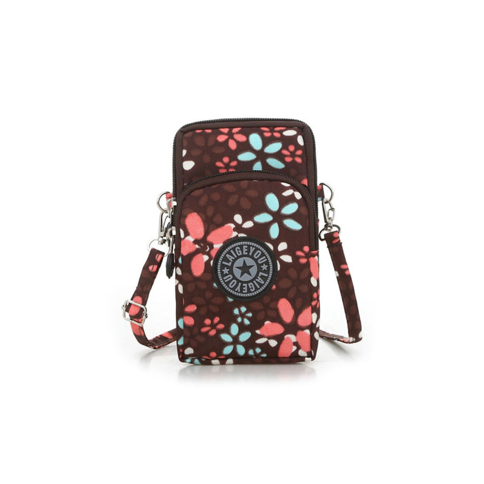 Stylish Practical Mobile Bag Shoulder Bag Coffee Flower 9389440491212