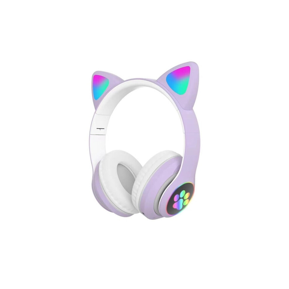 Cat Ears Headset Wireless Cat Bluetooth Headphones Purple 9389440493001