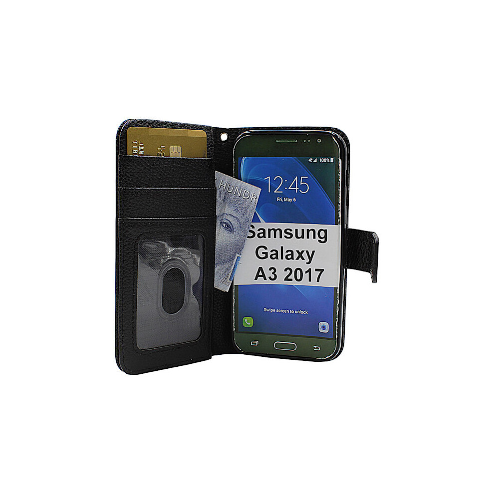 New Standcase Wallet Compatible With Samsung Galaxy A3 2017 (A320f) Black 9389440493094