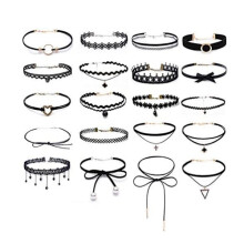 Choker Necklace Black 20 pcs Velvet Chokers Black, Black Classic Gothic Choker