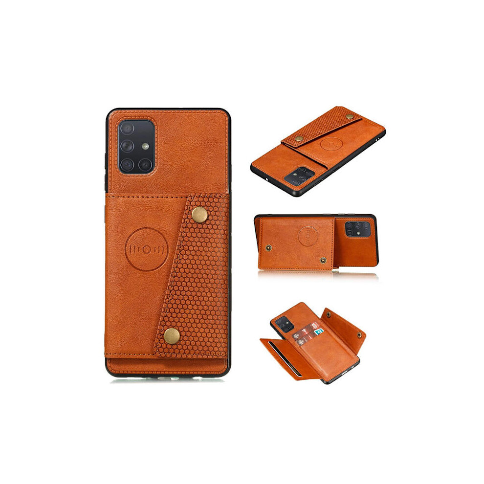 Compatible With Samsung Galaxy A72 - Professional Stylish Case With Card Holder Light Brown 9389440529021
