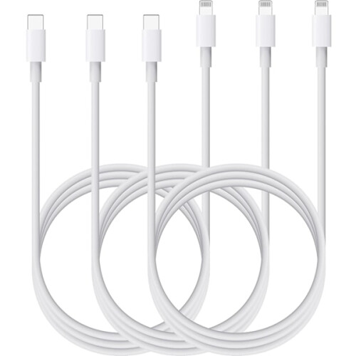 3x Usb-c to Lightning cable (1 m) with MFI certified White
