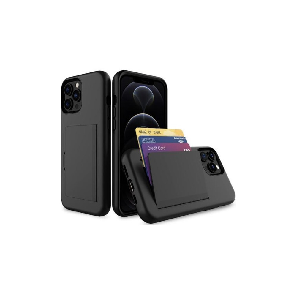 Compatible With Iphone 14/15 Pro Max Case With Card Slot Protective Black 9389440529342