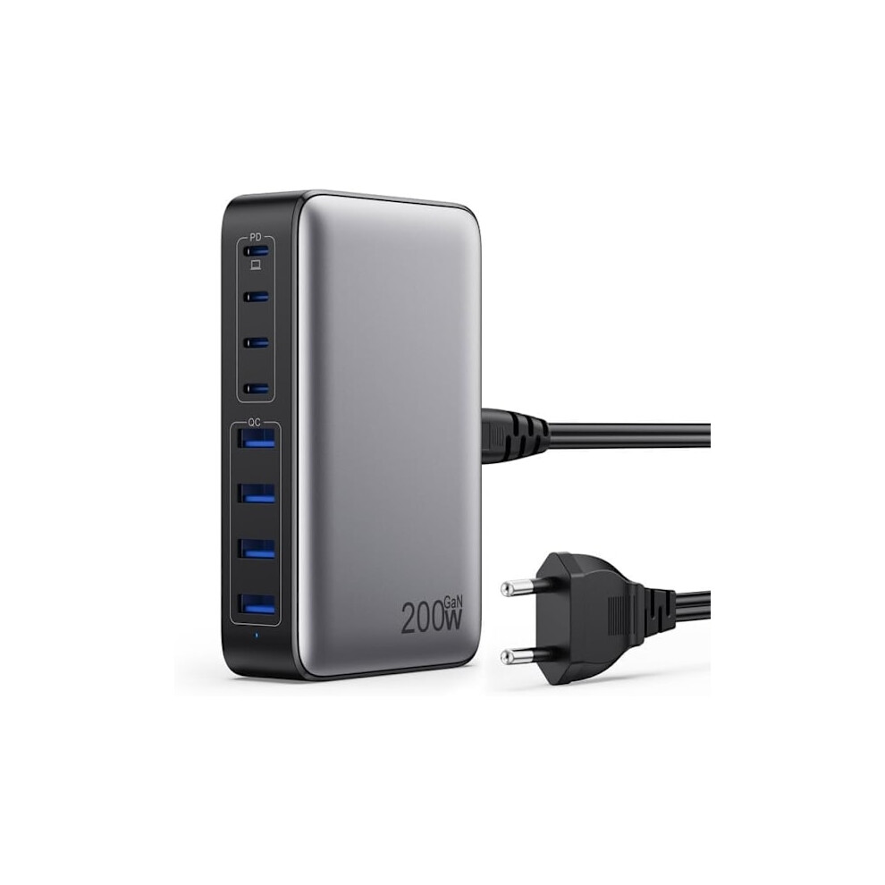 200W Usb C Charger, Fast Charger With Gan Iii Technology, 8 Ports Pd Qc Pps Multiple Outlets, 65W Laptop Charger Adapter Compatible 9389440529526