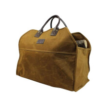 Heavy Duty Waxed Canvas Firewood Carrier with Large Capacity and Reinforced Handles for Fireplace and Camping