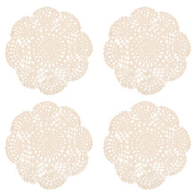 ckepdyeh 4PCS 8.6 Inch Doilies Crochet Round Lace Doily Handmade Placemats Cotton Crocheted Coasters (Beige)