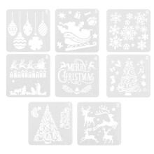 8Pcs Christmas Painting Stencil Hollow Out Templates Stencil DIY Accessories