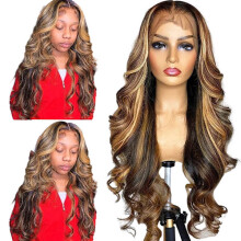 Lace Front Wig Human Hair Pre Plucked HD Body Wave Lace Front Wig Brown 30in